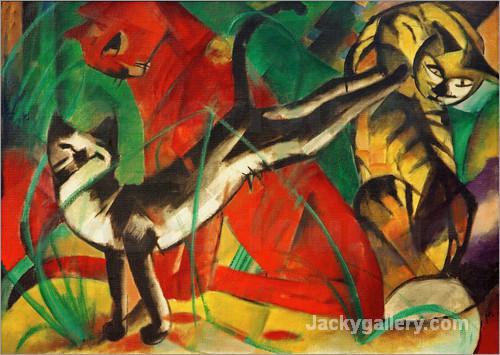 Three Cats by Franz Marc paintings reproduction